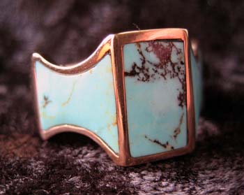 UK Inlaid Gold Turquoise Ring $ G4040