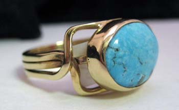 William Gable Gold Twist Turq Ring $ G4048