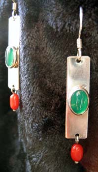 William Gable Green & Red Bezel Earrings $ G4011