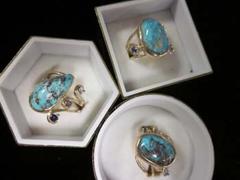 tSpinks William Gable 14kt turquoise swirl rings